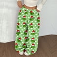 thumbnail image 2 of Women's Casual Christmas Print Elastic Waist Loose Fit With Plush Wide Leg Pants, 2 of 2