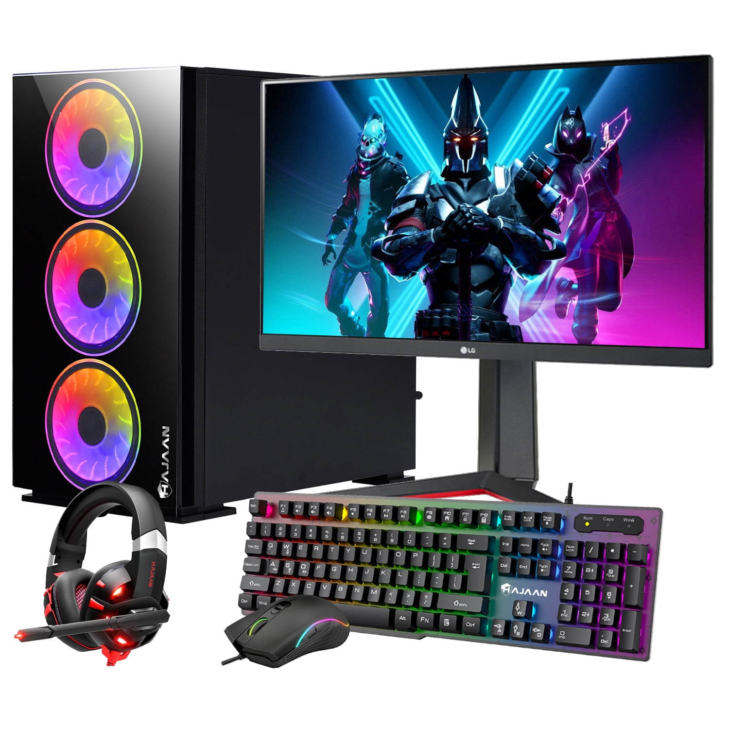 HAJAAN BREEZE Gaming Desktop Tower PC with 24 Inch Gaming Monitor