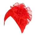 thumbnail image 2 of ZDNIXIAN Stretchy Ruched Turban Head Wrap with Large Organza Flower Ornament Solid Color Elegant Hair Cover Lightweight Fashion Headscarf for Party Daily Occasions, 2 of 4