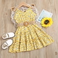 thumbnail image 2 of Vestido de princesa de verano para niñas pequeñas con cinturón de 1 a 6 años, estampado de flores, sin mangas, hasta la rodilla, vestido acampanado, ropa de verano para niños 90 (18-24M) Gao Jinjia LED, 2 of 2