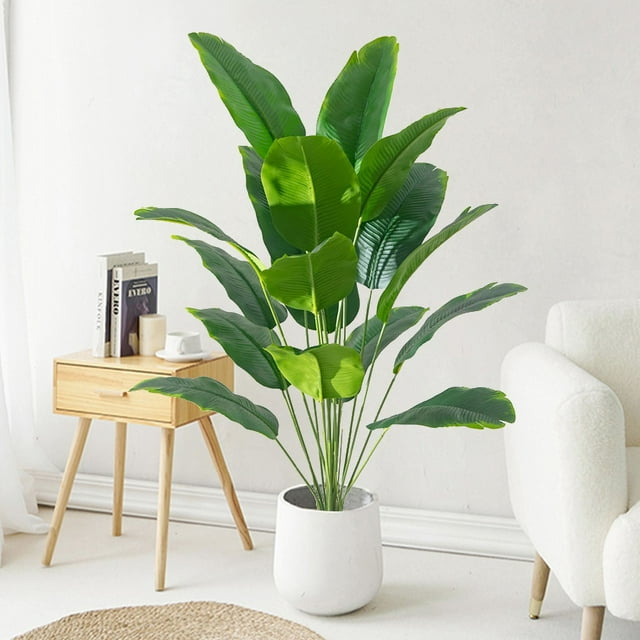 1pc Artificial Plants Large Tropical Palm Tree Fake Banana Plants Leaves Real Touch Plastic Monstera For Home Garden Party Decor,88cm 24 Leaves