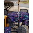 thumbnail image 6 of Square Outdoor Tablecloth with Umbrella Hole Abstract Flower Outside Table Cloth Waterproof Patio Table Cover Blue Purple Stars Sky Floral Leaf Zipper Tablecloths for Picnic Party Camping 60x60 Inch, 6 of 8
