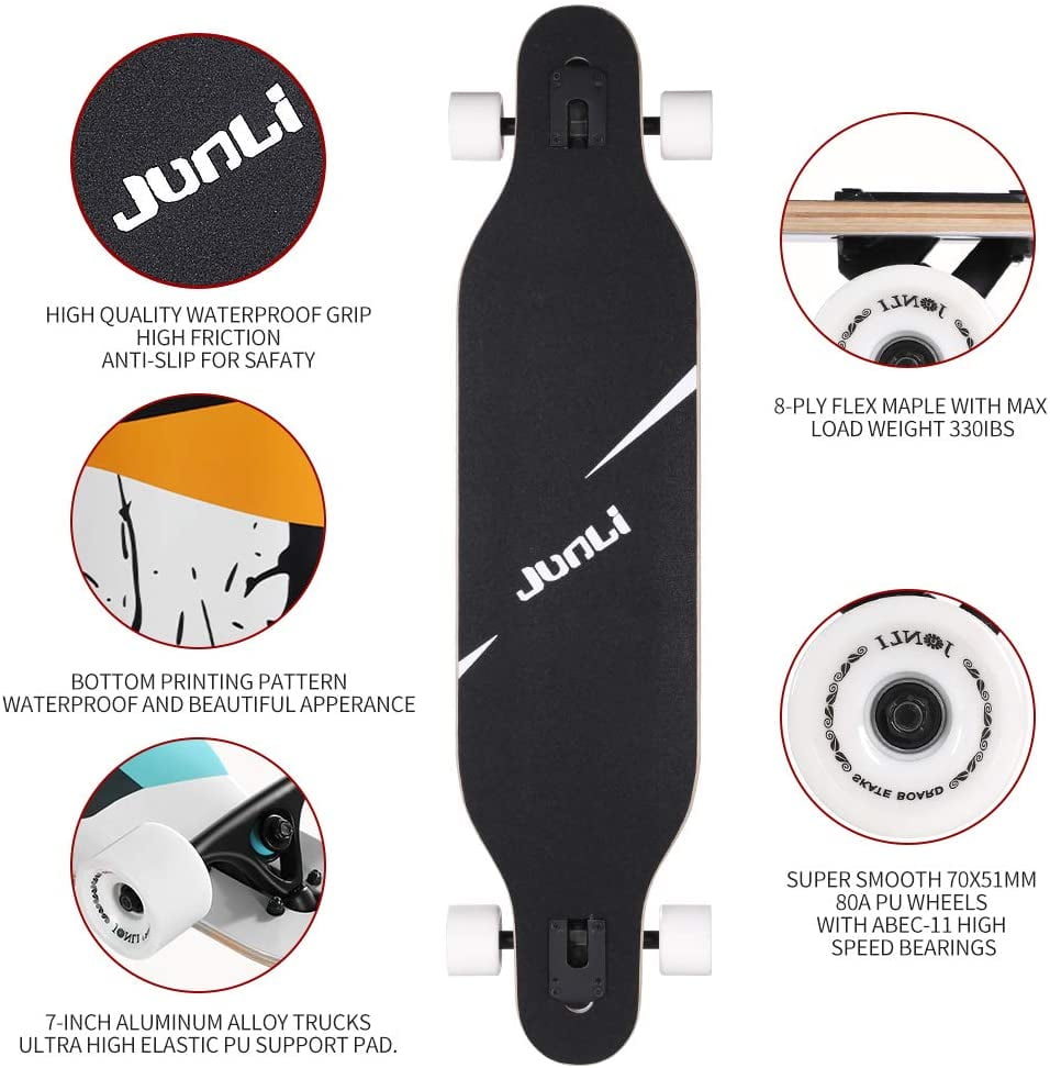 Free-Style and Downhill Carving Junli 41 Inch Freeride Skateboard Longboard Complete Skateboard Cruiser for Cruising