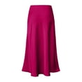 thumbnail image 5 of TTUHYWXI Women's Summer Midi Satin Skirt Dressy Casual High Waisted A Line Flowy Ruffle Elegant Party Skirts (Hot Pink, S), 5 of 5