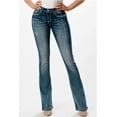 thumbnail image 2 of Grace in LA Women's Moon Star Embroidered Distressed Bootcut Stretch Jeans (34), 2 of 3