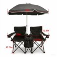 thumbnail image 3 of Silla de playa plegable doble portátil con paraguas, silla de camping al aire libre de 2 personas con soportes de copas, 3 of 5