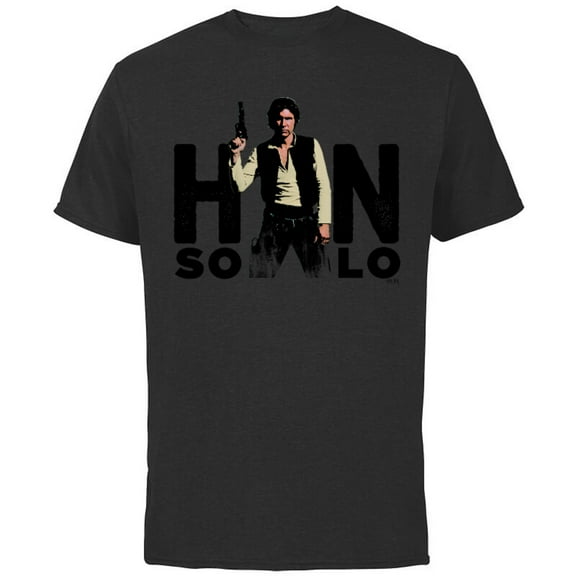 Star Wars Han Solo Letter Replacement Blaster - Short Sleeve Cotton T-Shirt for Adults - Customized-Black