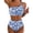 Ceramic Blue, variant on Women's Bikini Sets Floral Print One Shoulder Spaghetti Straps High Waist Stretchy Tummy Control Two Piece Swimsuits