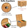 BirdRock Home Bamboo Rolling File Storage Organizer Box with Lid Natural