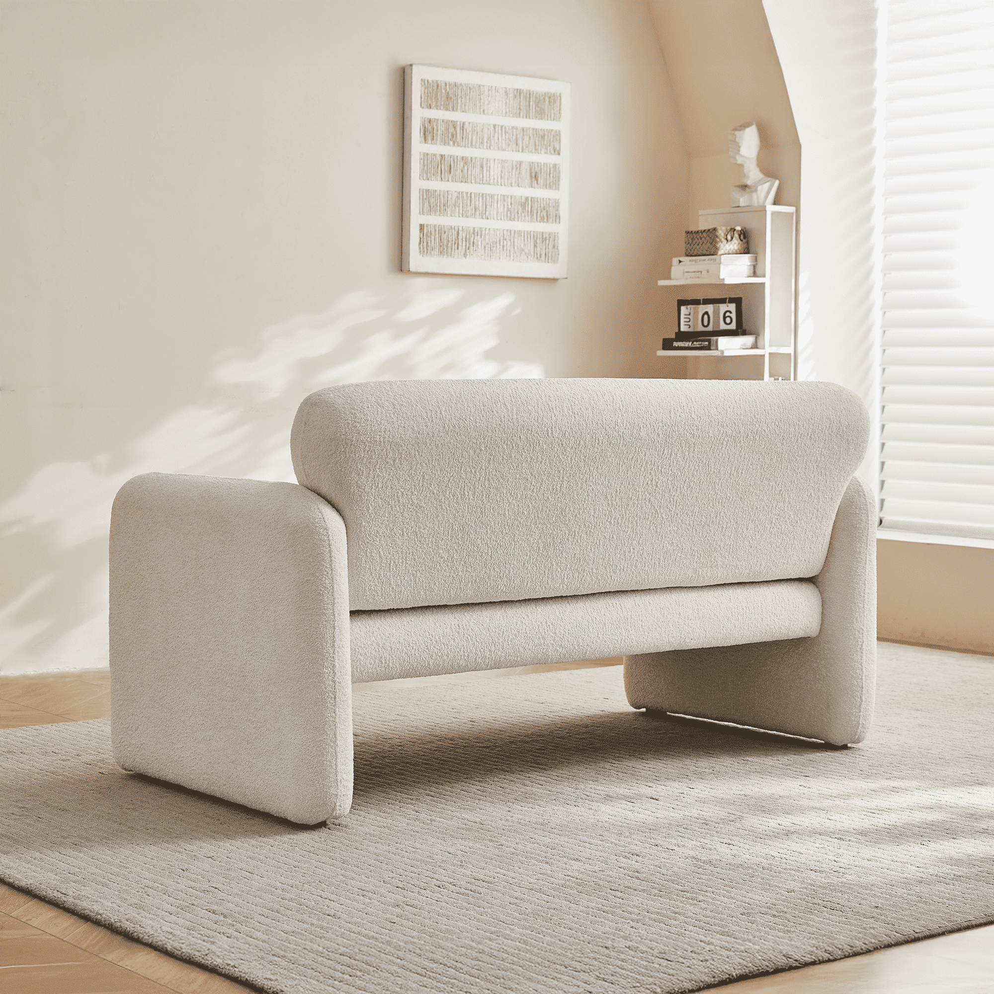 MAYEERTY 59"Velvet Fabric Sofa, Modern Loveseat Furniture with Support Pillow for Apartment, Office, Living Room & Bedroom, Tool-Free Assembly.