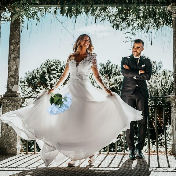 COMPUKAS 1Pcs Blue 35x25in Round Silk Cloth Artificial Hydrangea for Wedding and Celebration Decoration