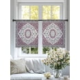 thumbnail image 3 of Sheer Curtains 54 Inches Long 2 Panels, Vintage Ethnic Style Rod Pocket Curtain Voile Draperies, Gray Purple Flower Traditional Tribal Light Filtering Window Treatment for Living Room Bedroom, 3 of 8