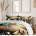 thumbnail image 3 of Ambesonne Nautical Duvet Cover Set, Ethnic Japanese Ocean Boat, King, Cinnamon and Petrol Blue, 3 of 6