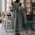 thumbnail image 4 of ClodeEU Women's Sleeveless Round Neck Linen Blend Maxi Dress with Pockets, Casual Loose A-Line Long Dress Gray,Women's Plus L, 4 of 7