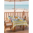 thumbnail image 2 of Outdoor Tablecloth with Umbrella Hole for Patio/Picnic/Party/Camping, Flowers Coastal Waterproof Table Cloth Rectangle Table Cover Washable, Spring Floral Nautical Yellow Striped Farmhouse (54"x 80"), 2 of 8