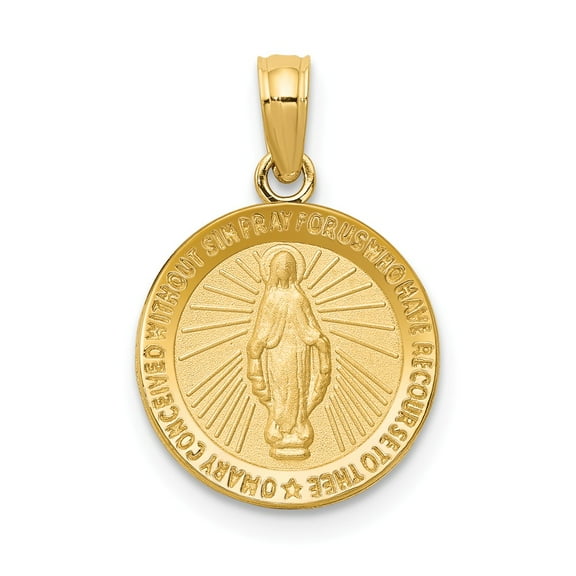 Real 14kt Yellow Gold Miraculous Medal Pendant; for Adults and Teens; for Women and Men