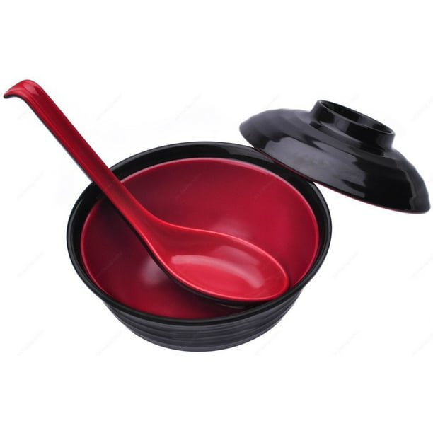 M.V. Trading MV3222.300 Set of Japanese Melamine Soup Bowl with Lid and