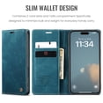 thumbnail image 5 of Allytechgroup for Apple iPhone 16 Case Slim Wallet Cover with Card Slots Holder/Cash Pocket [Magnetic Closure] PU Leather & TPU Flip Folio Kickstand Shockproof Stand Shockproof Retro Shell, Blue, 5 of 11
