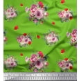 thumbnail image 2 of Soimoi Green polyester Crepe Fabric Spruce Leaves & Rose Floral Printed Craft Fabric by the Yard 52 Inch Wide, 2 of 3