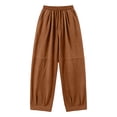 thumbnail image 6 of Sahpxhe Cotton Linen Pants Women Loose Wide Leg Breathable Comfy Palazzo Pants Oversized Baggy Casual Long Trousers Yellow M, 6 of 7