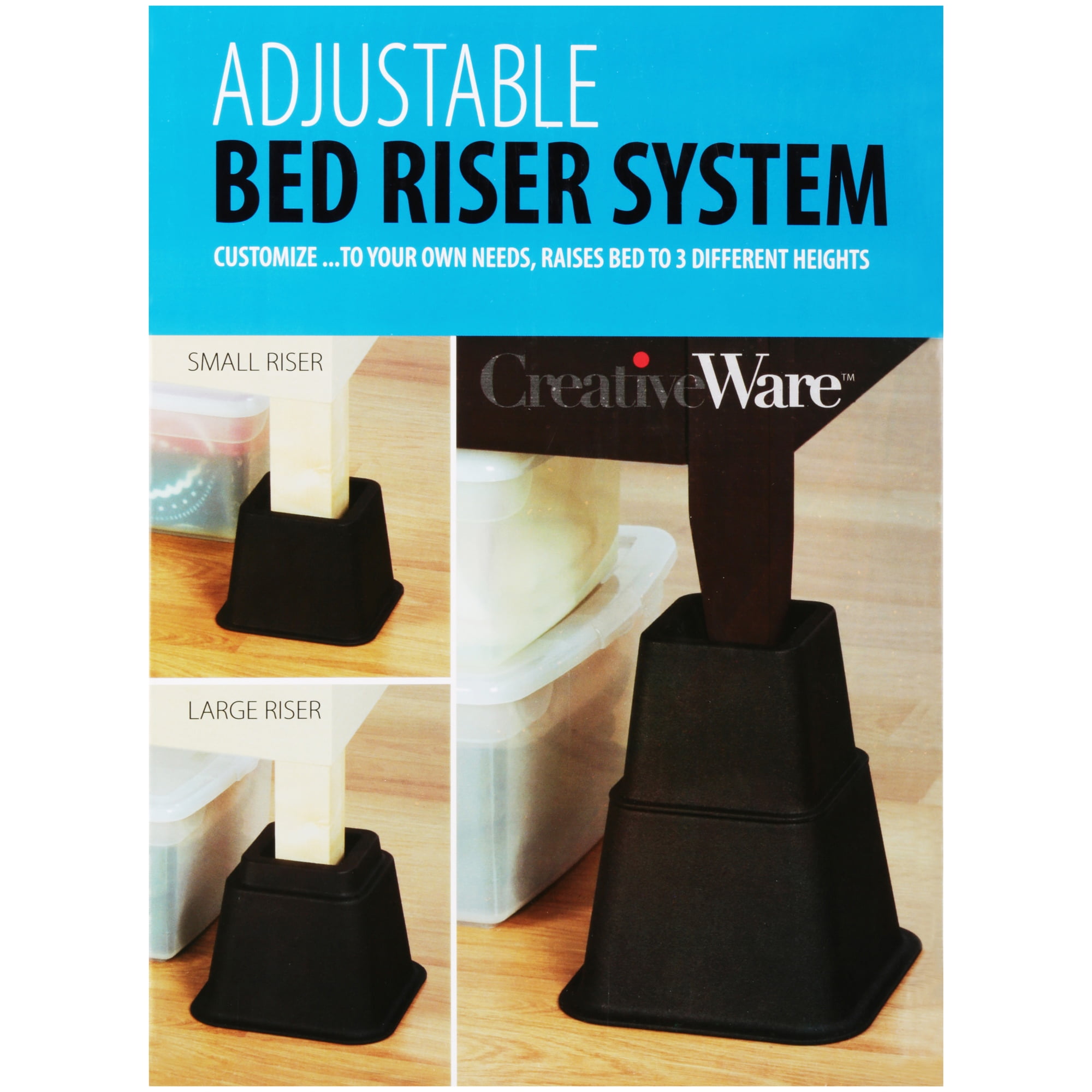 CreativeWare Adjustable Bed Riser System in Black   Walmart.