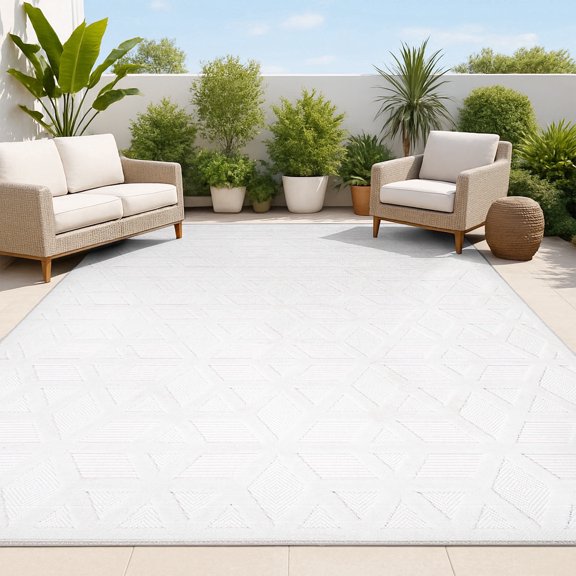 JONATHAN Y IBIZA 3 x 5 Area Rug, Talaia Neutral Geometric - Ivory, IBZ102D-3