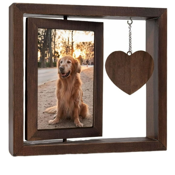 Dog Frames for Pictures,Dog Photo Frame,Tabletop Decoration Pet Double Sided Rotating Photo Frame Photo Wooden Photo Frame Dog Pet Commemorative Photo Frame