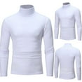 thumbnail image 3 of MesaSe T-shirt Solid Color Long Sleeve Cotton Men Turtleneck Slim Basic Top for Spring, 3 of 8