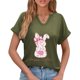 thumbnail image 4 of Corto para las Mujeres Casual Verano 2025 Pascua Impresión V-Cuello Camiseta, Ligero 95% Poliéster 5% Spandex Top para Toda la Temporada Hogar Y Diario, 4 of 7