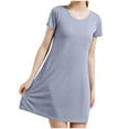 thumbnail image 2 of SwiftWear Basic Sleepshirts for Women Soft Short Sleeve Nightgowns Padded Sleepwear T-Shirt Dress with Pockets Blue, 2 of 9