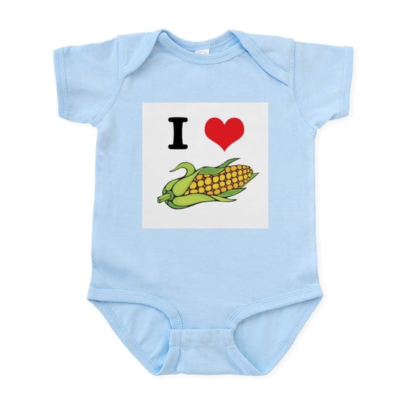 CafePress - I Heart (Love) Corn (On The Cob) Infant Bodysuit - Baby Light Bodysuit, Size Newborn - 24 Months