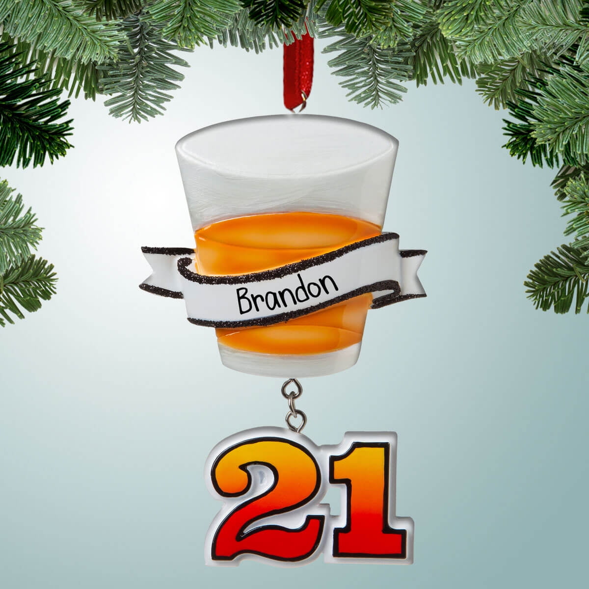 Personalized 21st Birthday Drink Christmas Ornament Shot Glass