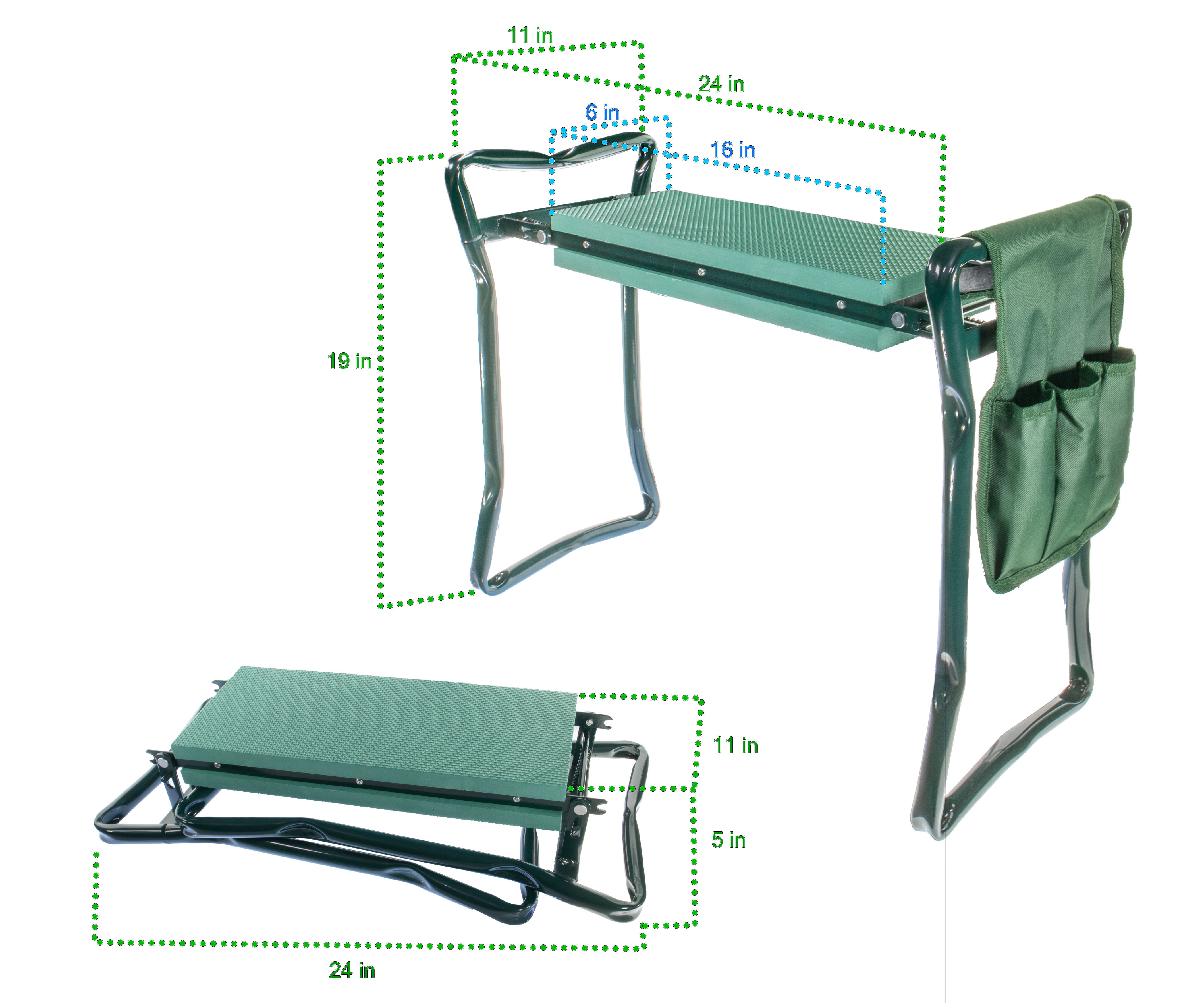 Best Direct Deals Foldable Garden Kneeler and Seat with Bonus Tool Pouch Portable Stool EVA Pad Folding Bench Stool 