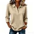 thumbnail image 2 of Hearthz Women's Polo Shirt 3/4 Sleeve Casual Button V-Neck Tunic Tops for Women Business Dressy Shirts for Women, 2 of 5