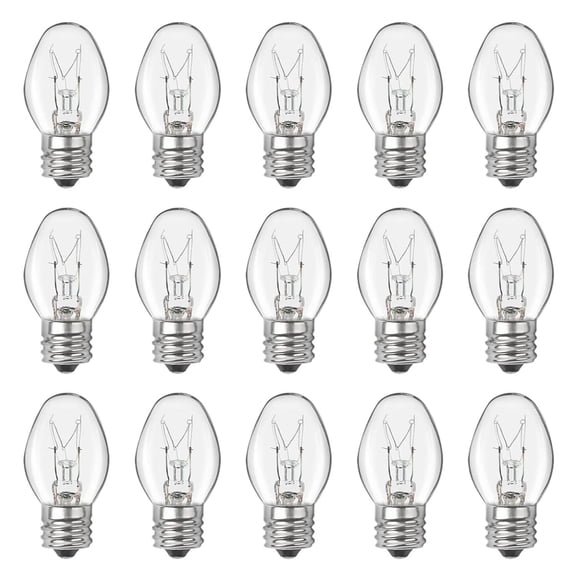Genreen Salt Lamp Bulbs - 15 Watt Light Bulbs for Scentsy Wax Warmer - C7 Replacement Bulbs for Plug in Wax Diffuser- Warmwhite - Dimmable,15 Packs