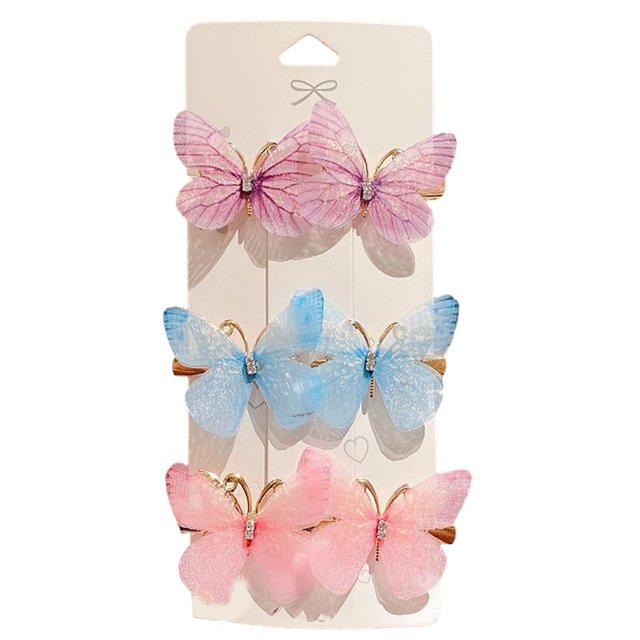 CSChome Butterflies Hairpins 6Pcs Realistic Butterflies Hair Clips Shiny Sweet Colors Perfect for Cosplay Halloween And Princess Style
