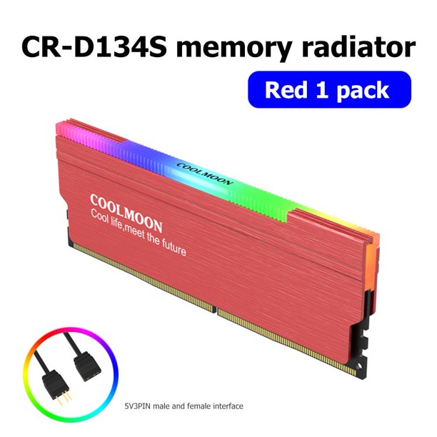 Kuymtek COOLMOON CR-D134S ARGB RAM disipador de calor disipador de calor para escritorio (gris)