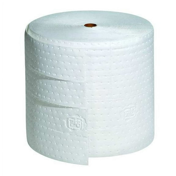 Pig Sorbent Roll, 19 gal, 15 in x 150 ft, Oil, White, Polypropylene MAT443