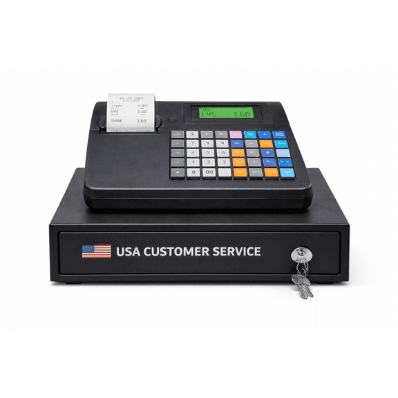 Electronic Cash Register with Dual Display, Starter Receipt Roll and Keys Included
