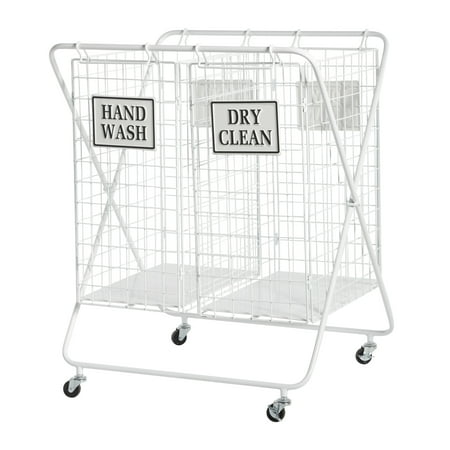 DecMode 25" x 32" White Metal Farmhouse Storage Basket, 1 - Piece