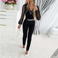 thumbnail image 5 of LEKDFST Elegant Sequin Jumpsuits for Women Dressy Formal Evening Party Wedding Guest Mesh Shiny V Neck Long Sleeve Rompers for Women Black L, 5 of 8