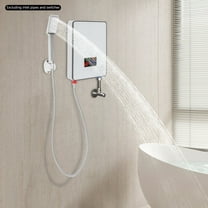 110V 4500W Electric Water Heater, Wall-mounted Instantaneous Water Heater with Hand Shower Kit and Water Inlet Pipe