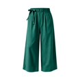 thumbnail image 6 of Bxsruta Women's Wide Leg Capri Pants Drawstring Elastic Waist Summer Casual Loose Trousers, 6 of 6