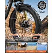 Folding Electric Bikes for Adults 1000W Peak 70 Miles Max Range 20mph Top Speed Step Thru E Bike Fat Tire Foldable E-Mountain Bike with Front Basket, 7 Speed, 36V 13.5AH Battery, UL2849 by SGS