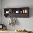 thumbnail image 3 of Tcbosik Entryway Wall Mounted Coat Rack with Steel Hooks and Storage Compartments, Home Organizer for Hallway, Mudroom, or Bedroom, Easy Assembly, 38.58"L x 7.87"W x 13.78"H, Espresso, 3 of 7
