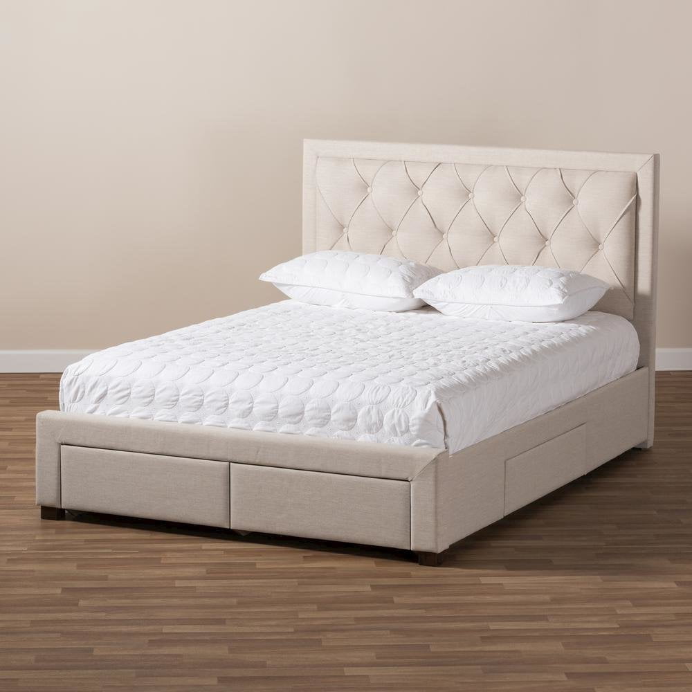 Baxton Studio Aurelie Modern and Contemporary Fabric Upholstered Storage Bed, Multiple Colors, Multiple Sizes