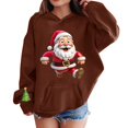 thumbnail image 2 of UACY Girls Christmas Hoodie Kids Cute Preppy Fleece Lined Long Sleeve Santa Claus Graphic Hooded Sweatshirt Fall Winter Pullover Tops (Wine, 13-14 Years), 2 of 5