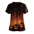 thumbnail image 6 of Godom T Shirt for Women Halloween Pumpkin Tees Fall Graphic Short Sleeve V Neck Tees, 6 of 7
