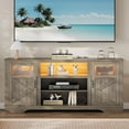 thumbnail image 3 of NEILA Charming 34-Inch Tall Farmhouse TV Stand with LED Lights – Enhance Your Living Room or Bedroom! Perfect for TVs Up to 65 Inches, Ample Storage, and Convenient Power Outlet,Gray, 3 of 7