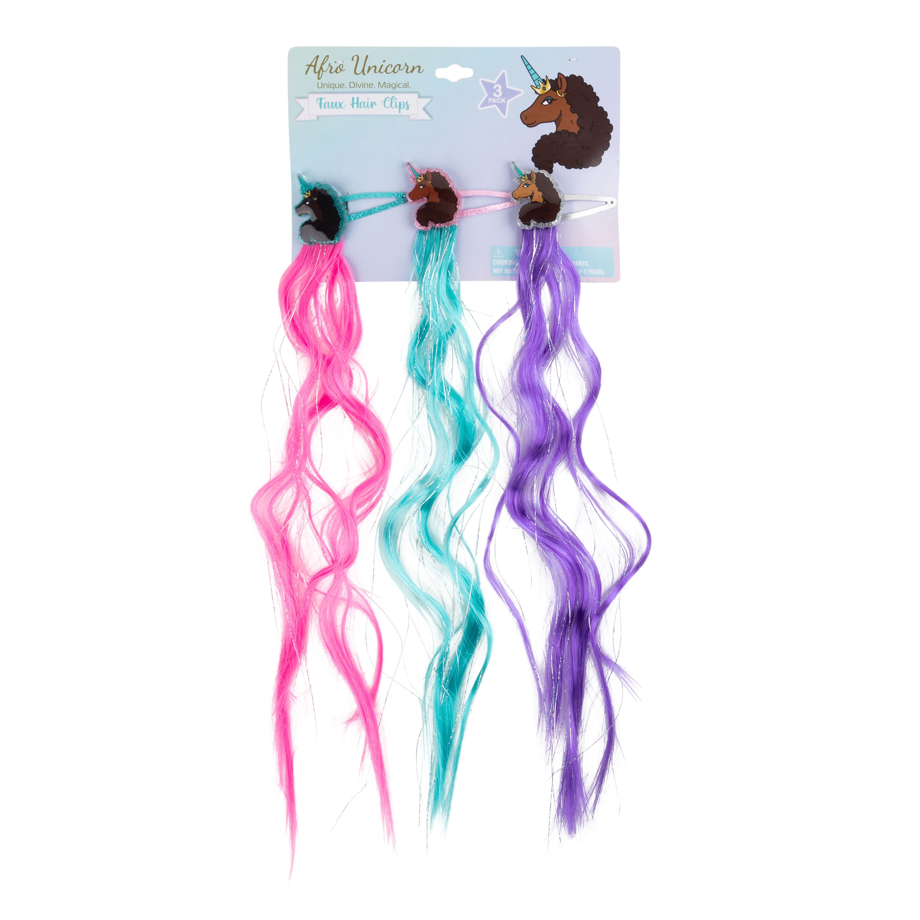 Afro Unicorn Unisex Faux Hair Clips, Multicolor